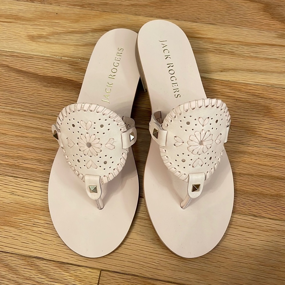 Jack Rogers Georgica Leather Flat Sandals - Baby Pink - Size 8.5